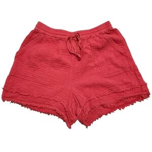 Anthropologie Red Marie Gauze Freyed Hem Cover Up Shorts. Sz. S